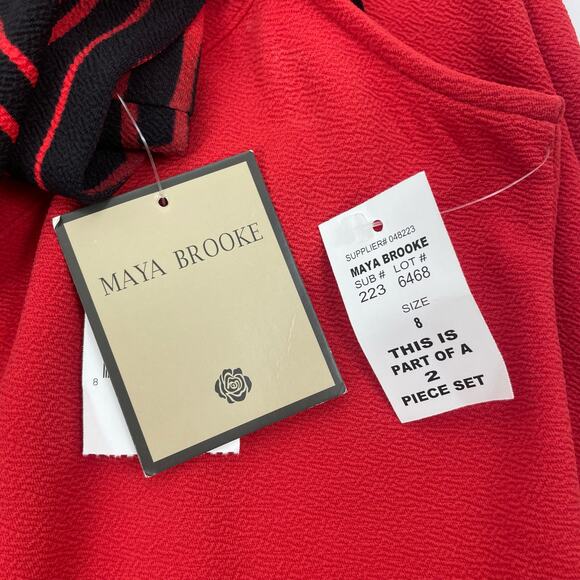 NEW Maya Brook Jewel Dress Jacket 2pcs Set Artsy Red Rhinestone Size 8 - Picture 14 of 14